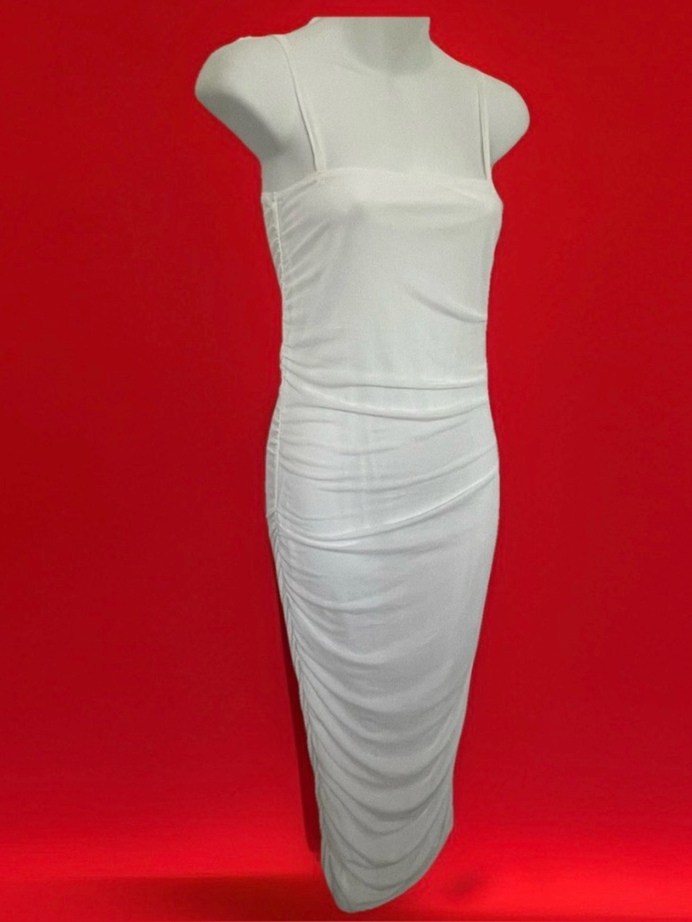 BOOHOO Ruched White Grecian Goddess DRESS Size 6